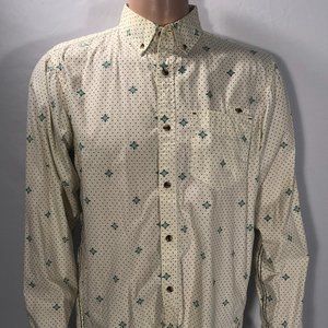 Nuco LA brand Los Angeles polka dot green mod pattern dress shirt Mens Medium M